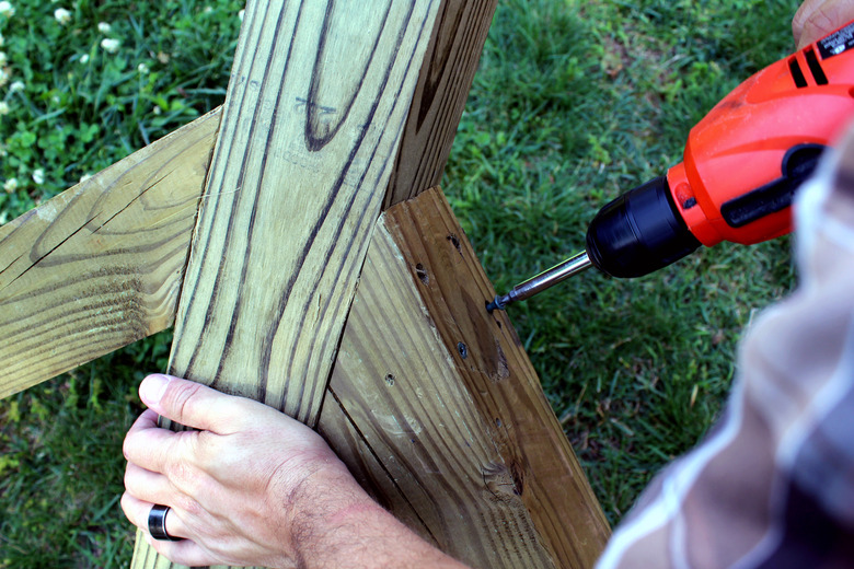 Drill 3' piece to 6' piece at all 4 connection points | hammock stand DIY