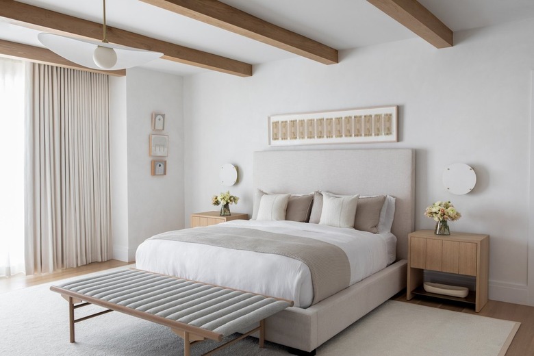 neutral bedroom with pillows