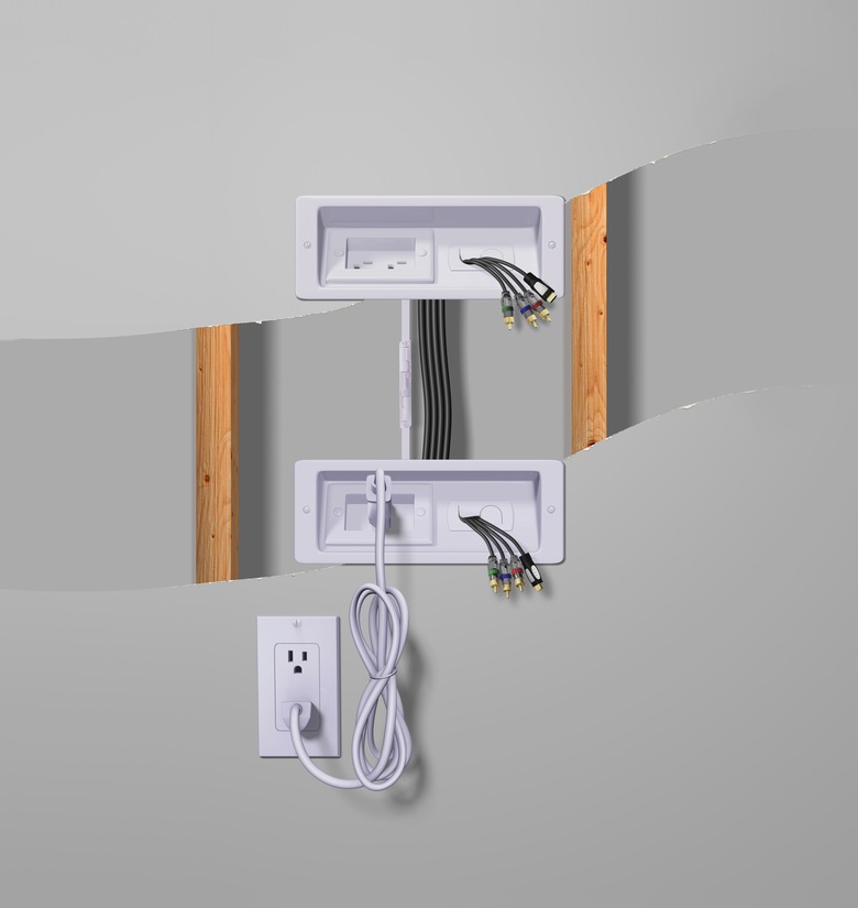 Diagram of TV wires inside wall.