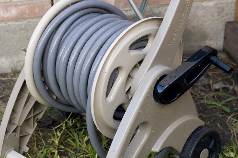 Hose reel with hose.