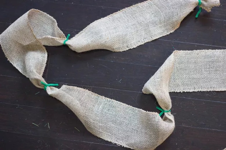 A burlap ribbon garland