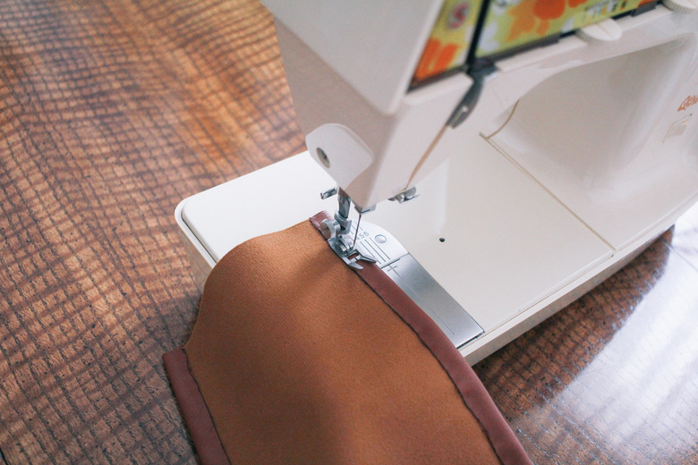 Sewing top seam of chair back with sewing machine