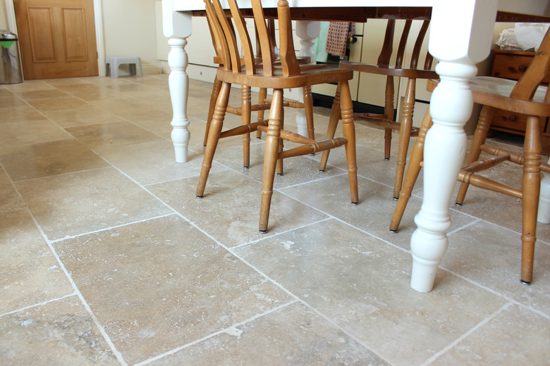 Image of filled travertine tile floor