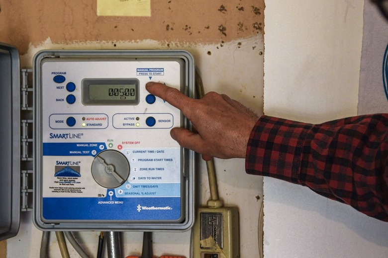 setting sprinkler system controller for manual zone test