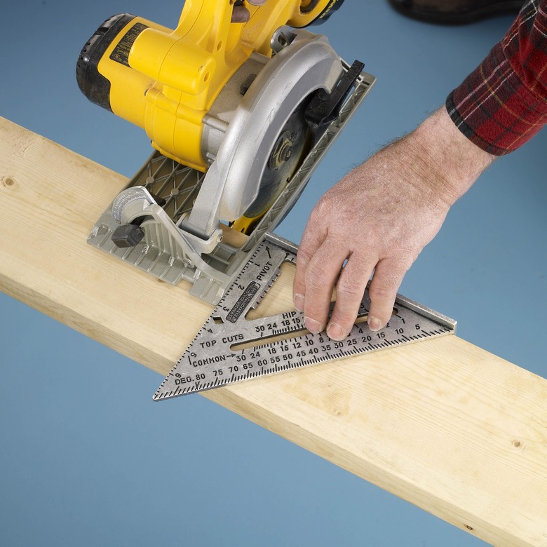 Speed square guiding circular saw.
