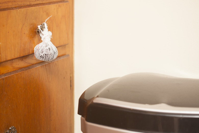 Charcoal deodorizer next to trash can