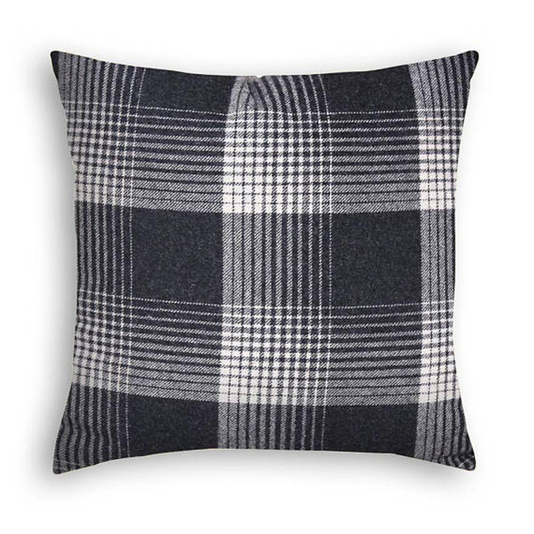 Black and cream plaid pillow cover