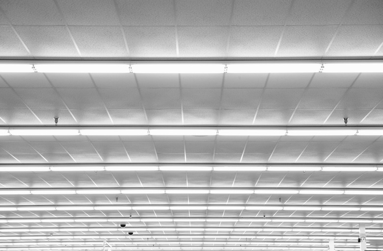 Fluorescent lights on ceiling