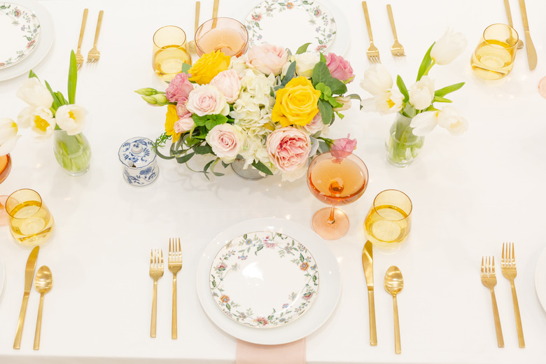 formal dining table with Estelle Colored Glass