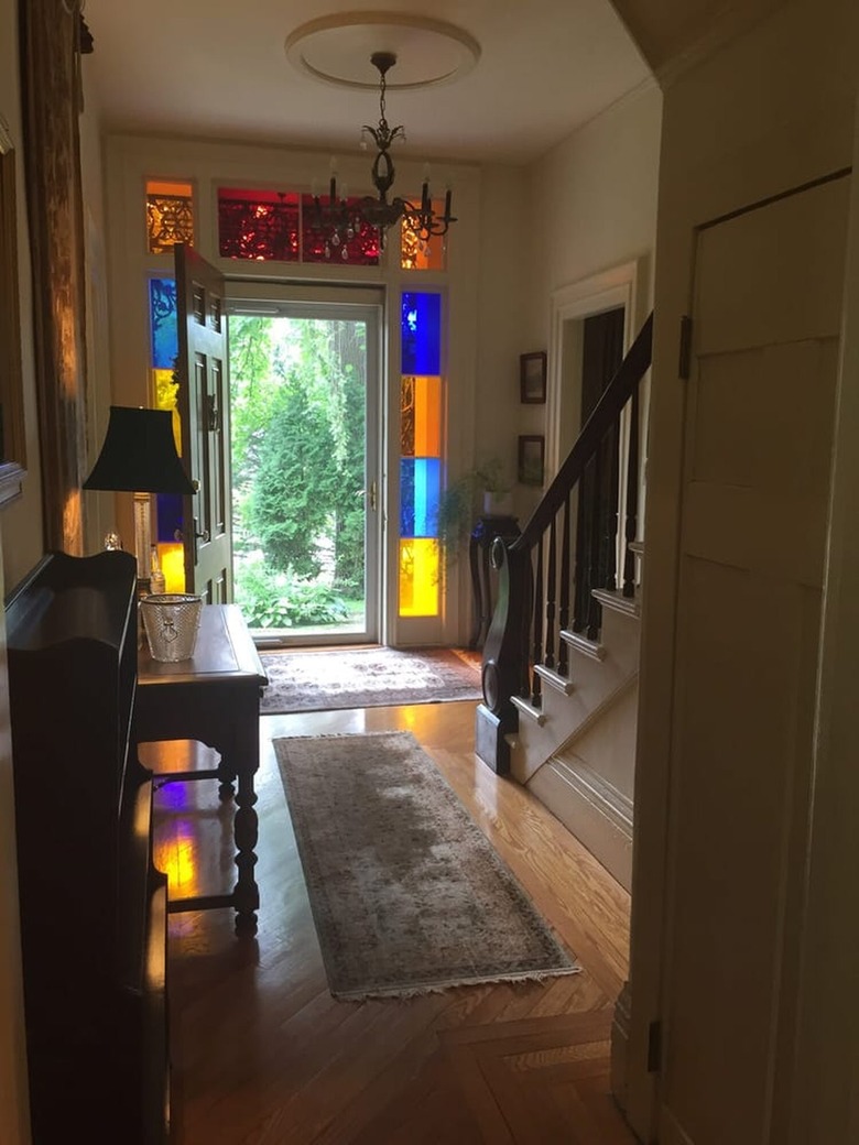 Inside the front entrance of the manor