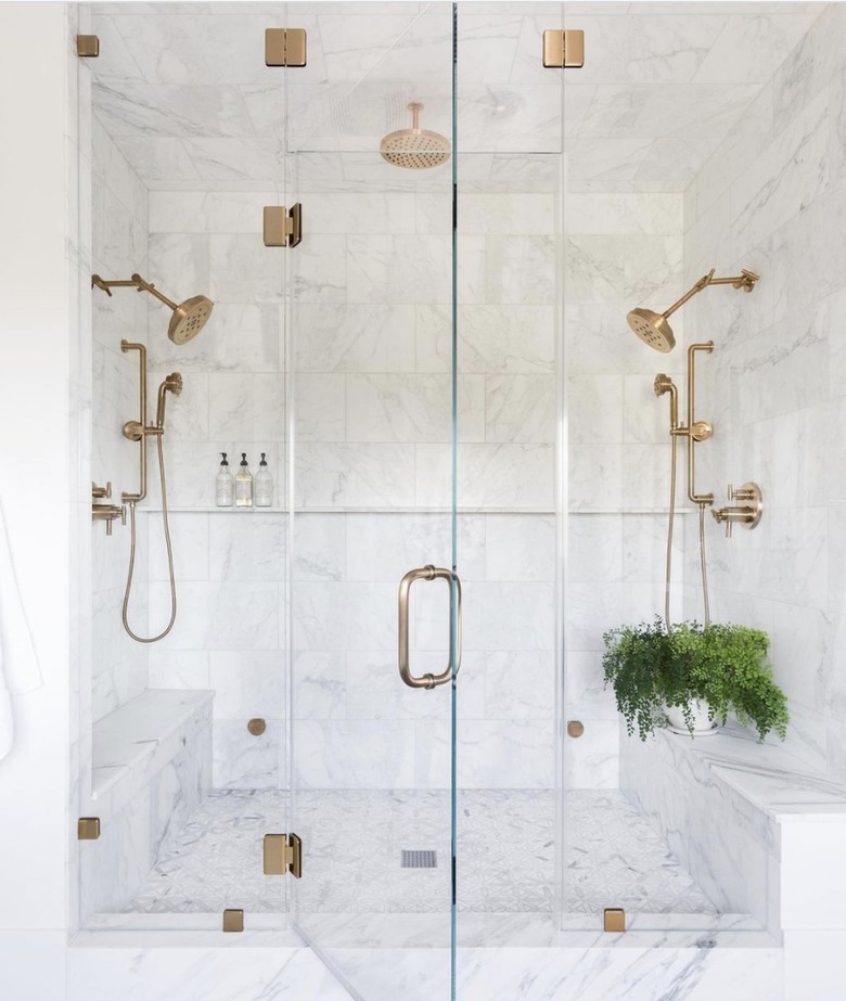 Glam bathroom with rain shower head