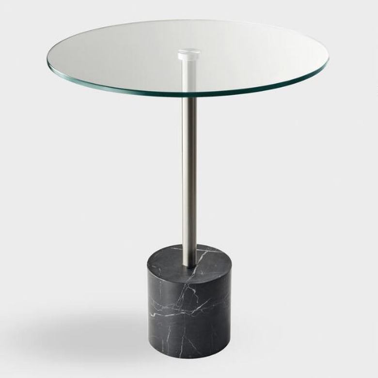 World Market Round Glass Top and Marble Accent Table