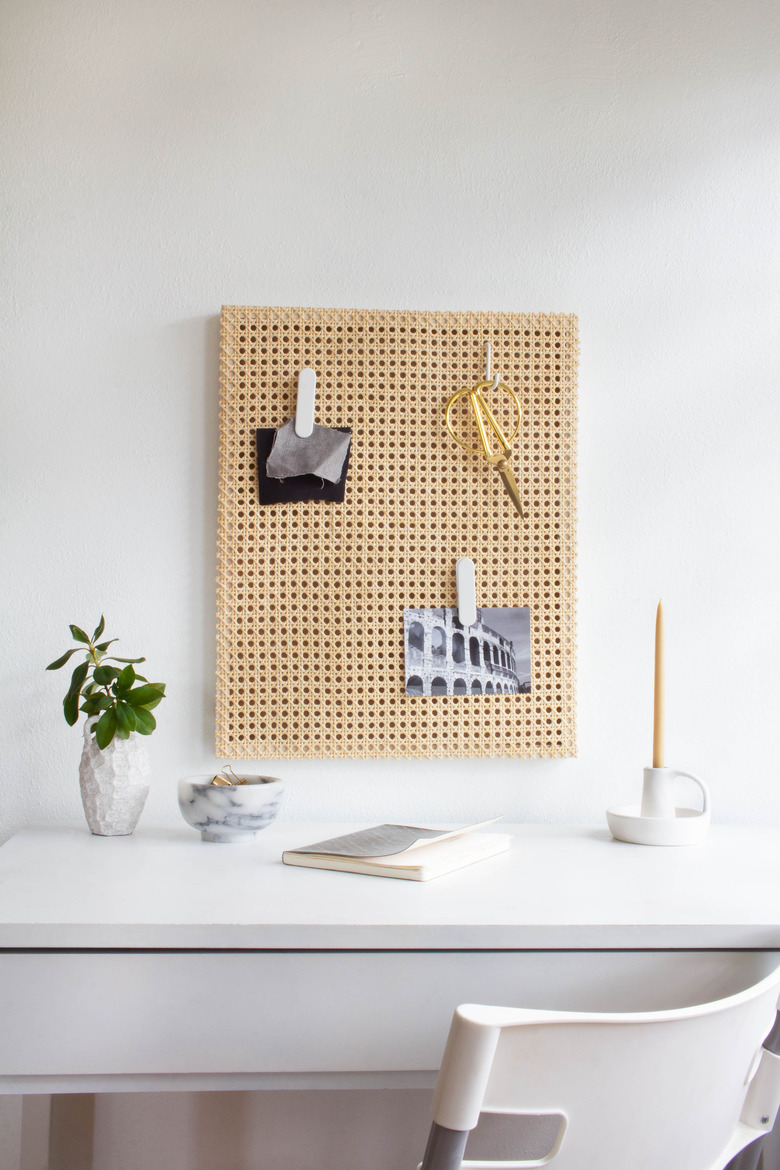 Cane webbing bulletin board