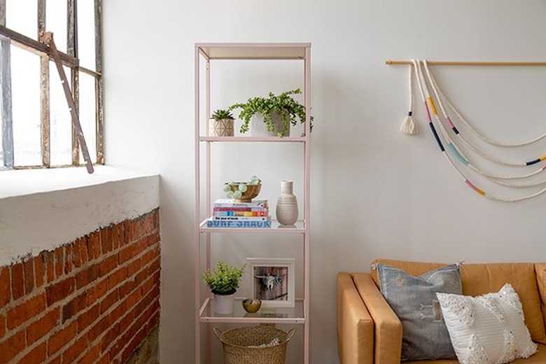 IKEA shelf spray painted pink