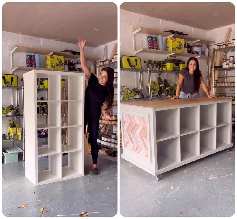 ikea kallax shelf turned into workbench