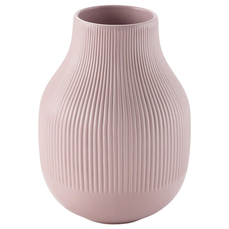 pink fluted vase
