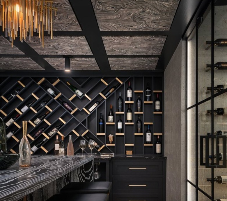 Basement wine cellar with fabric ceiling