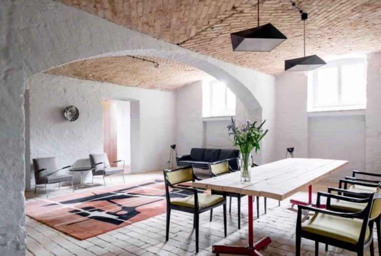 Basement apartment with brick ceiling