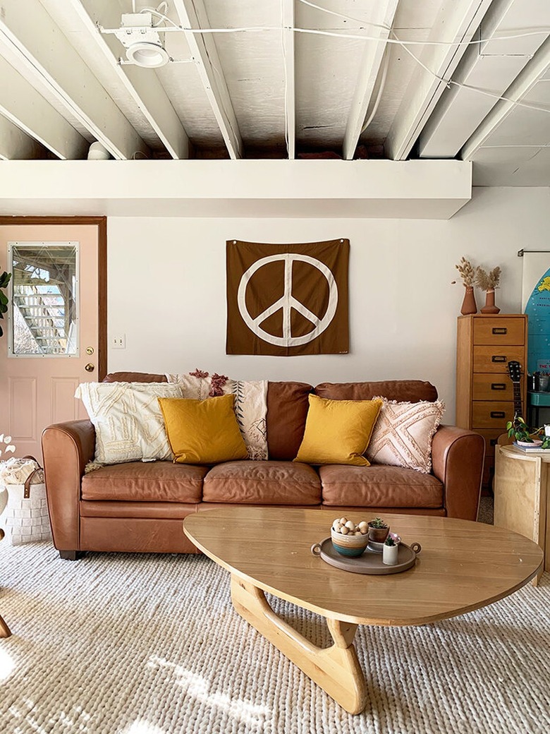 white basement ceiling
