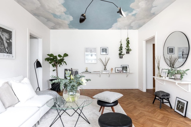 Basement with white walls