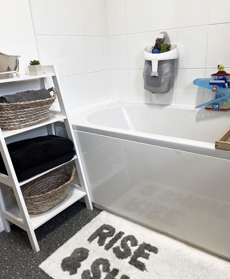 kids bathroom with storage