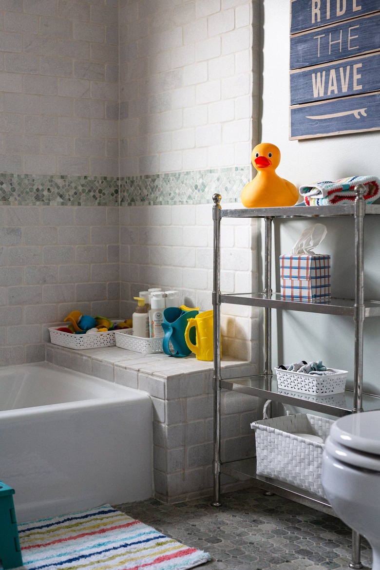 kids bathroom with storage