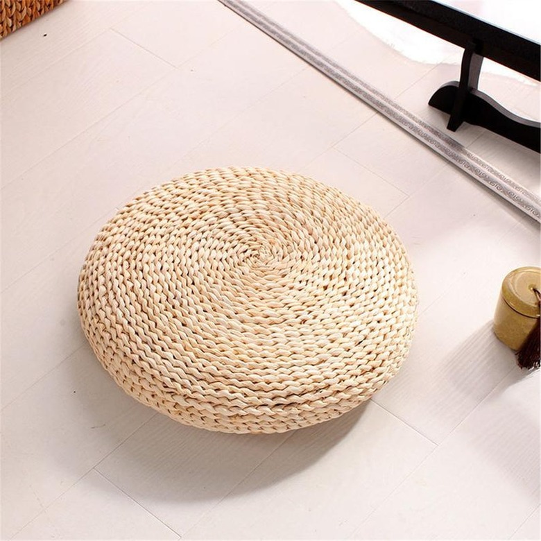 braided straw floor pillow