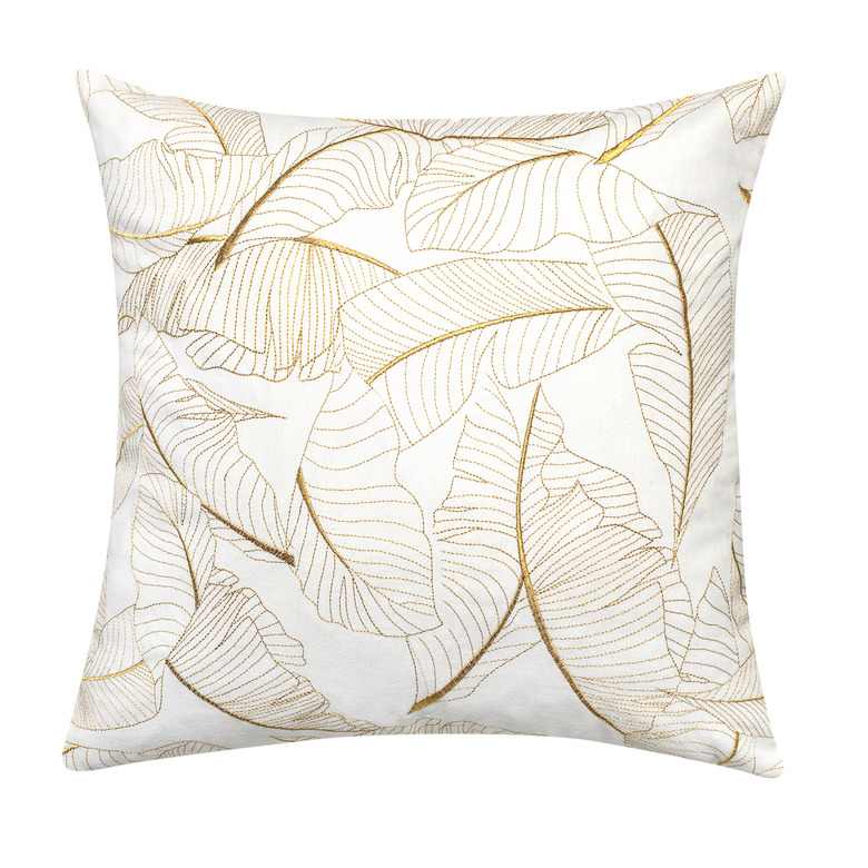 Better Homes & Gardens Satin Stitch Embroidered Botanical Palm Leaves Throw Pillow