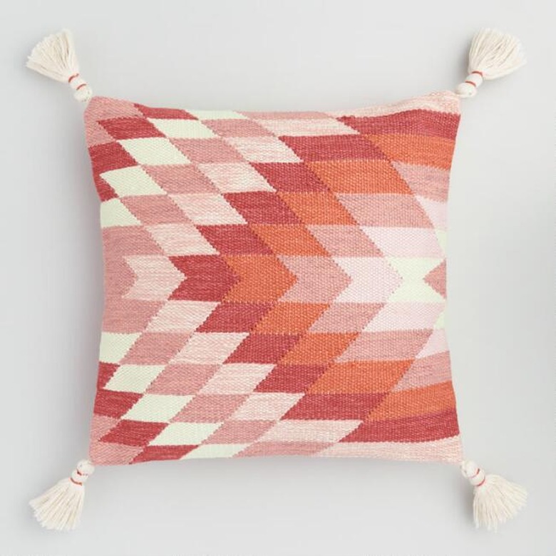 outdoor throw pillow with a geometric design