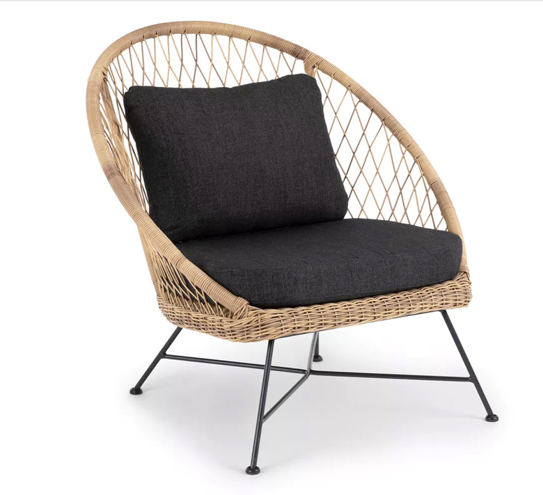 Article modern outdoor rattan chair with upholstered back cushion and seat cushion