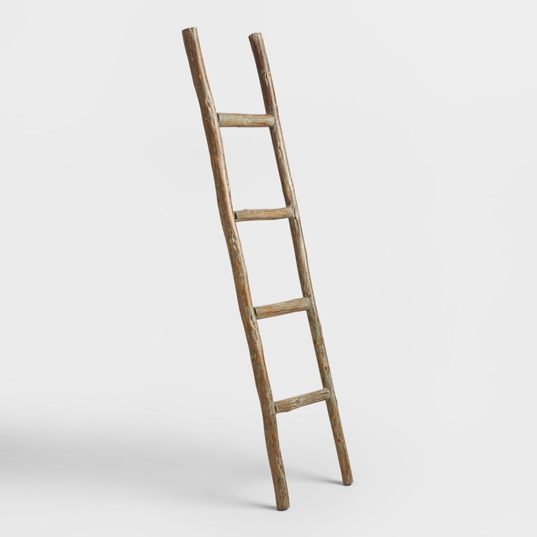 Natural wood ladder decor