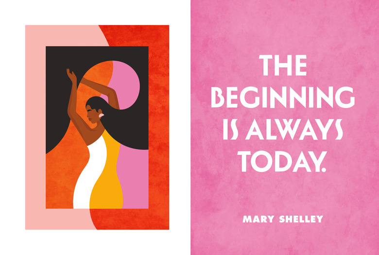 illustration of person with text nearby that reads the beginning is always today