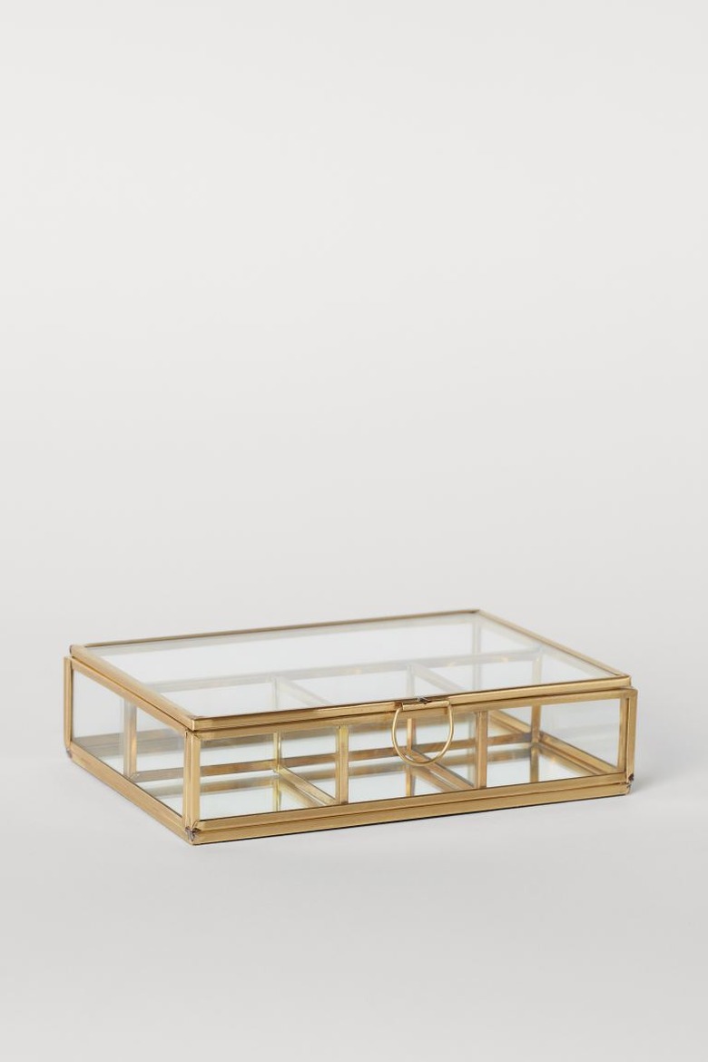 clear jewelry organizer with metal frame