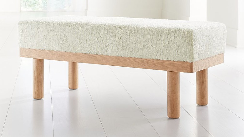 Crate and Barrel Prescott Oak Upholstered Bench