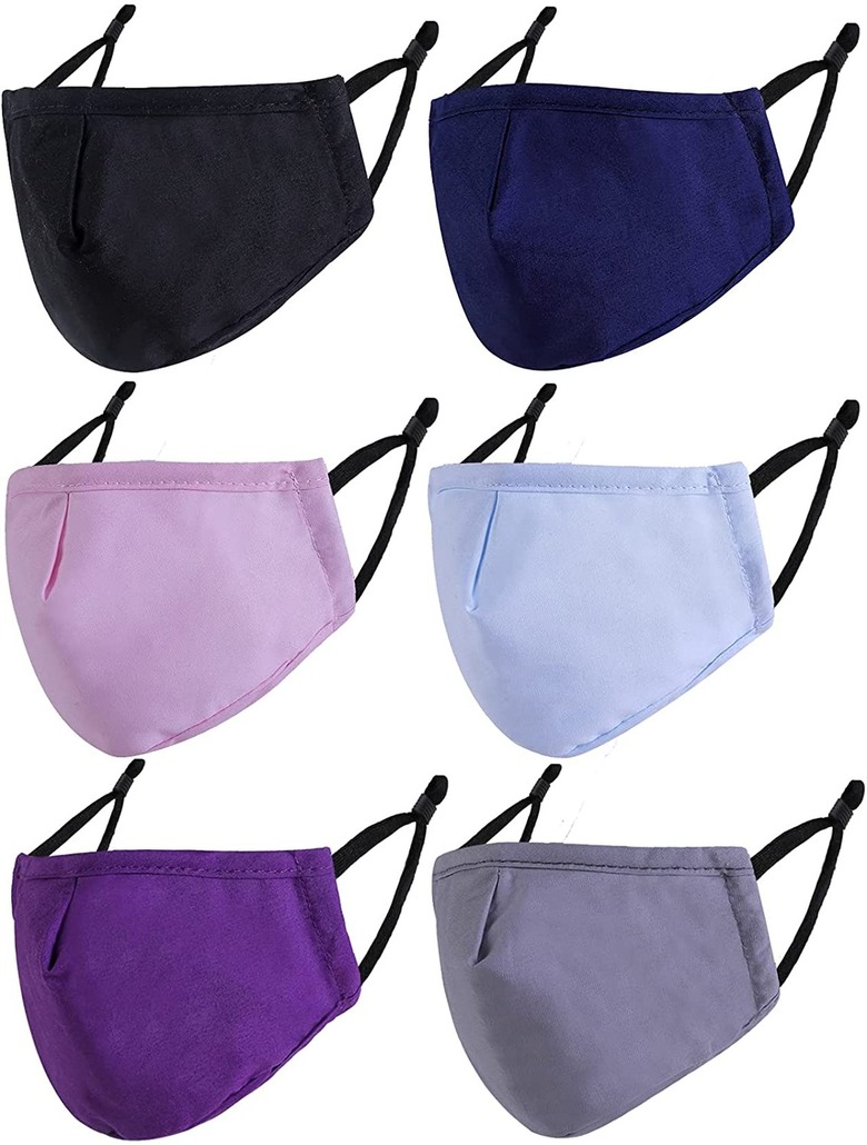Purple and blue face masks