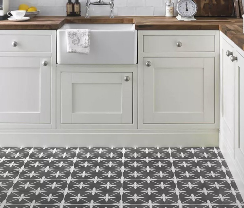 Kitchen with off-white cabinets