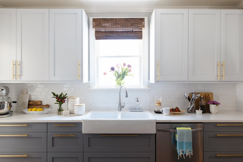 Gray and white cabinets