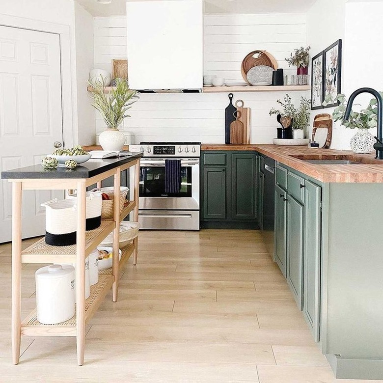 small kitchen with slender island