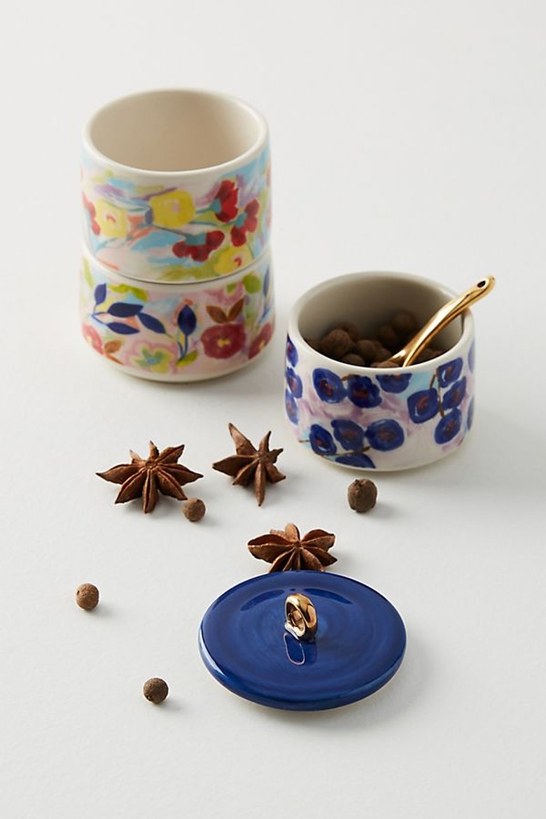 Small painted stacking jars