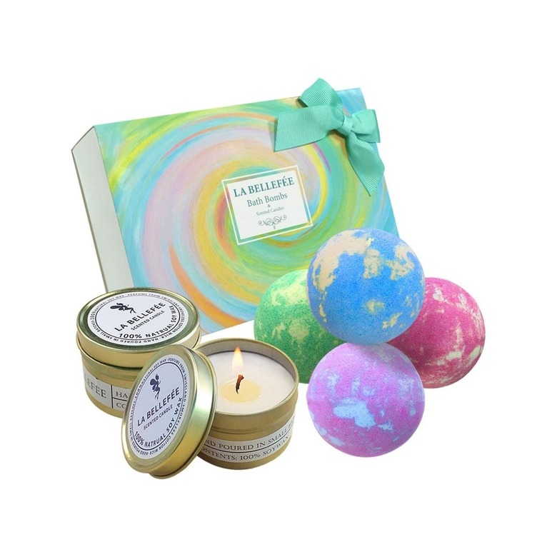 LA BELLEFÉE Bath Bombs and Scented Candles Gift Set