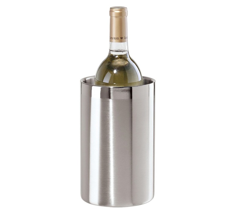 silver stainless steel wine cooler