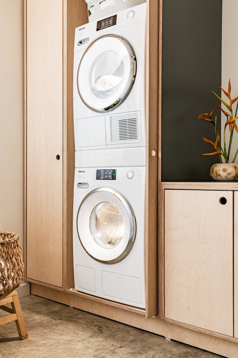 washer and dryer stacked on one another