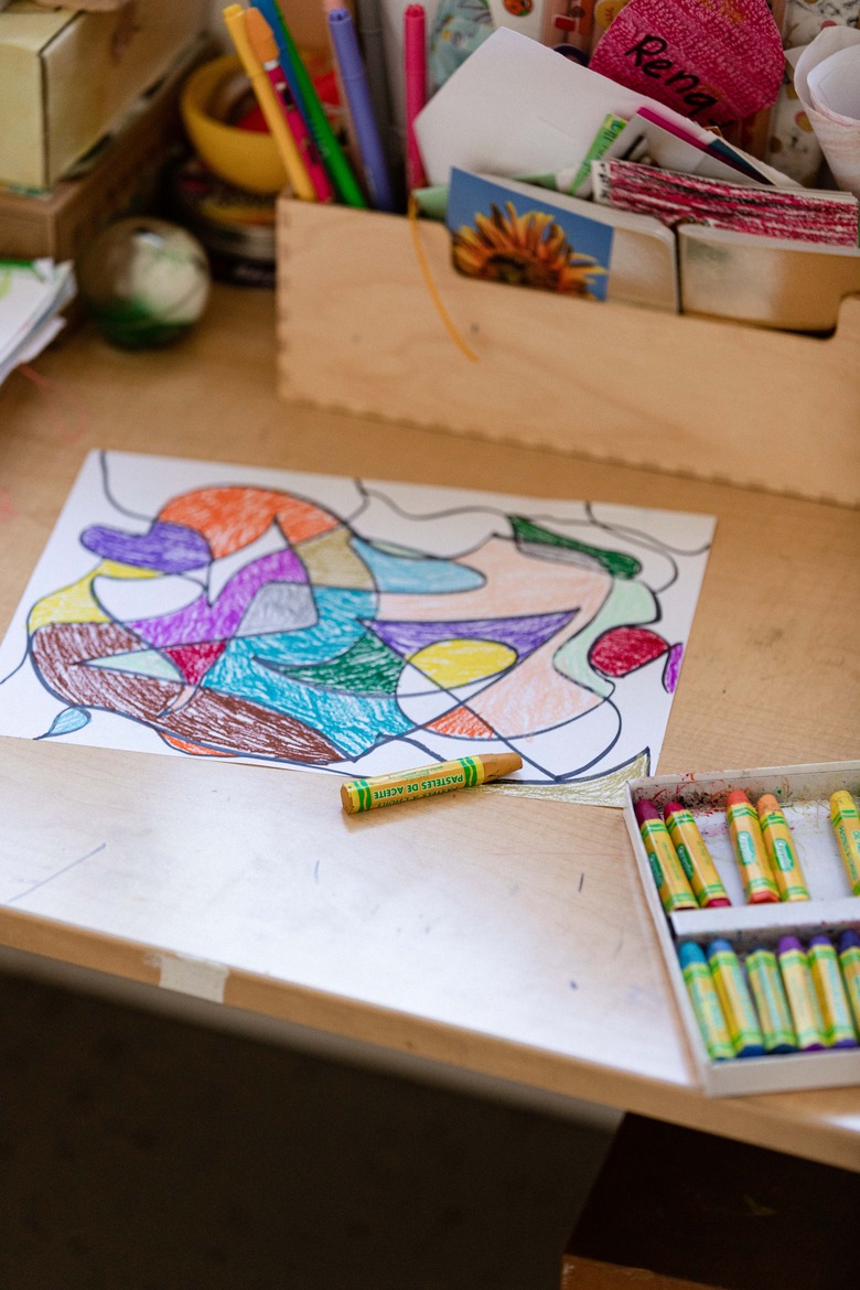 Drawing made with crayons