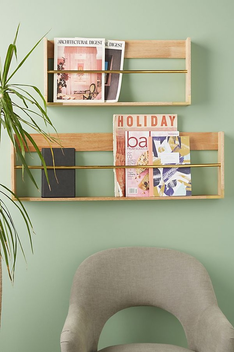 Wooden and Brass Magazine Rack