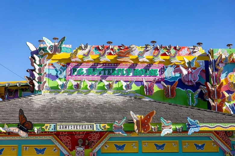 Closeup of butterfly sculptures