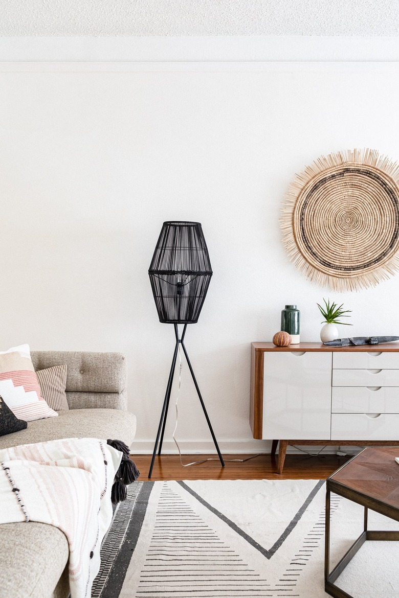 Boho living room with gray