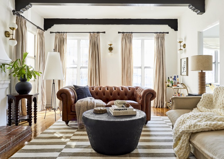 living room with brown and neutral color palette