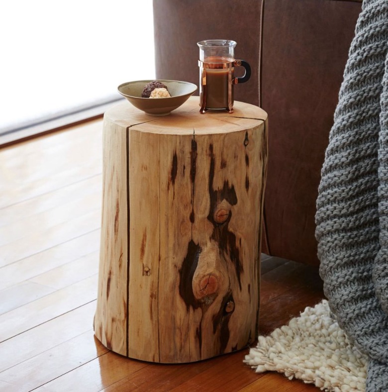 Wood tree stump end table.