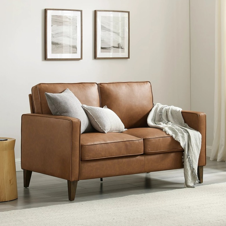 walmart brown faux leather loveseat