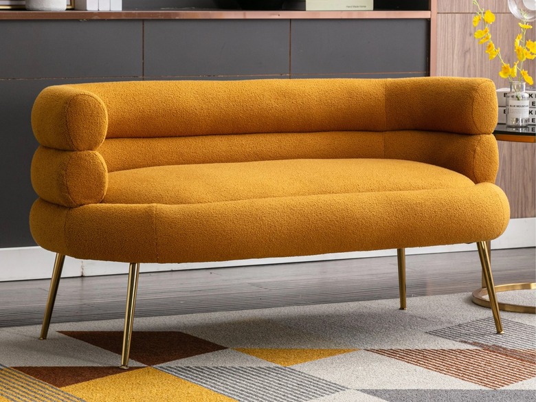 yellow textured loveseat